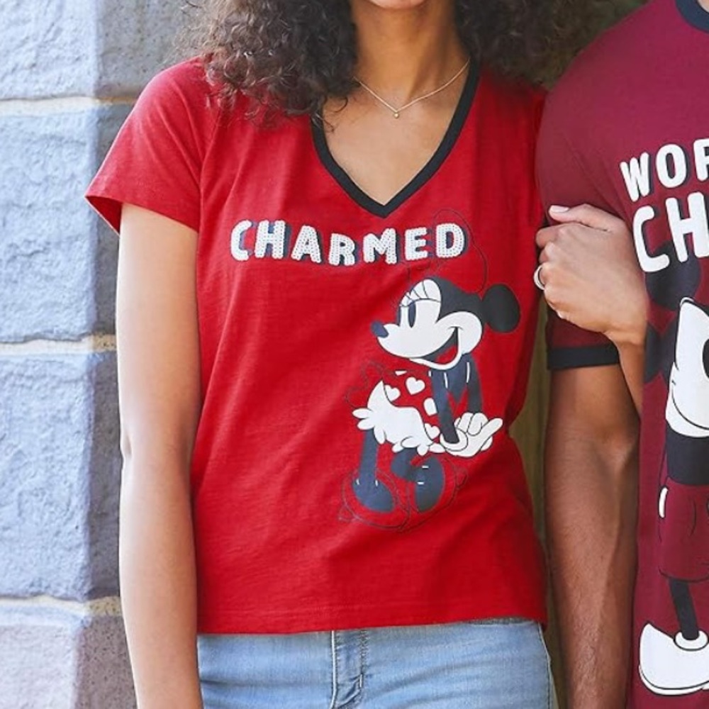 Disney Minnie Mouse Red Short Sleeve v neck cotton Tee
